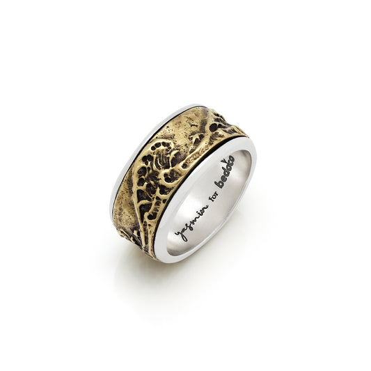 Wave Spin Ring M - Sterling Silver & Brass