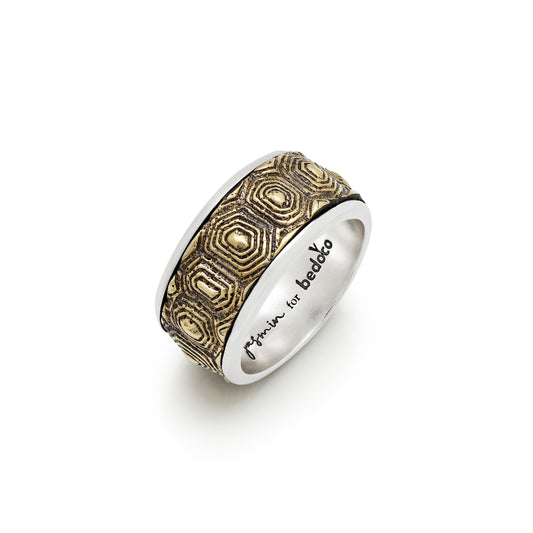 Turtle Spin Ring M - Sterling Silver & Brass