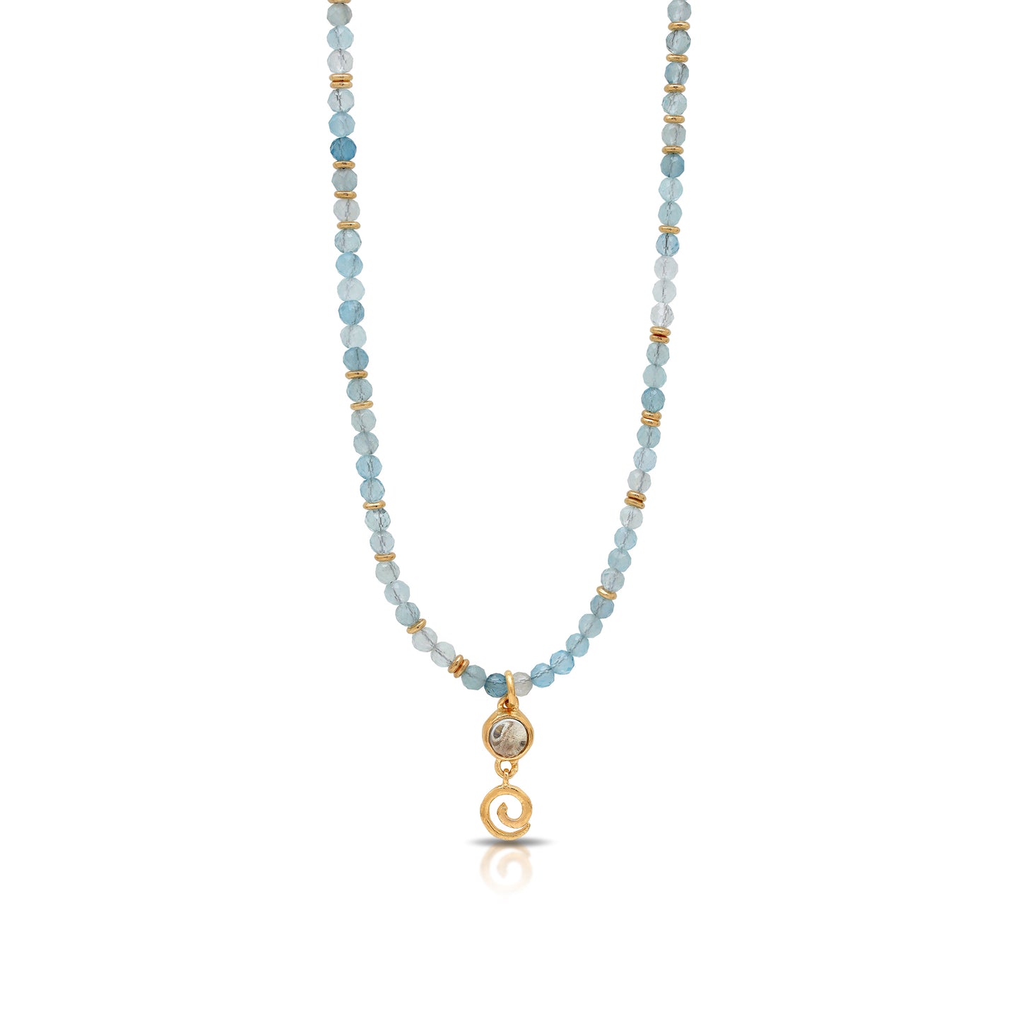 Blue Topaz and Aqua Marine Air Element Beaded Necklace and Pendant