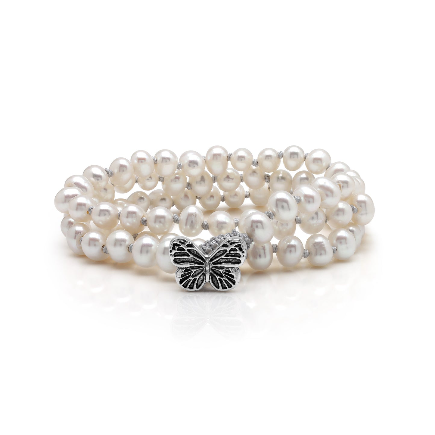 Butterfly Freshwater Pearl Triple Wrap Bracelet