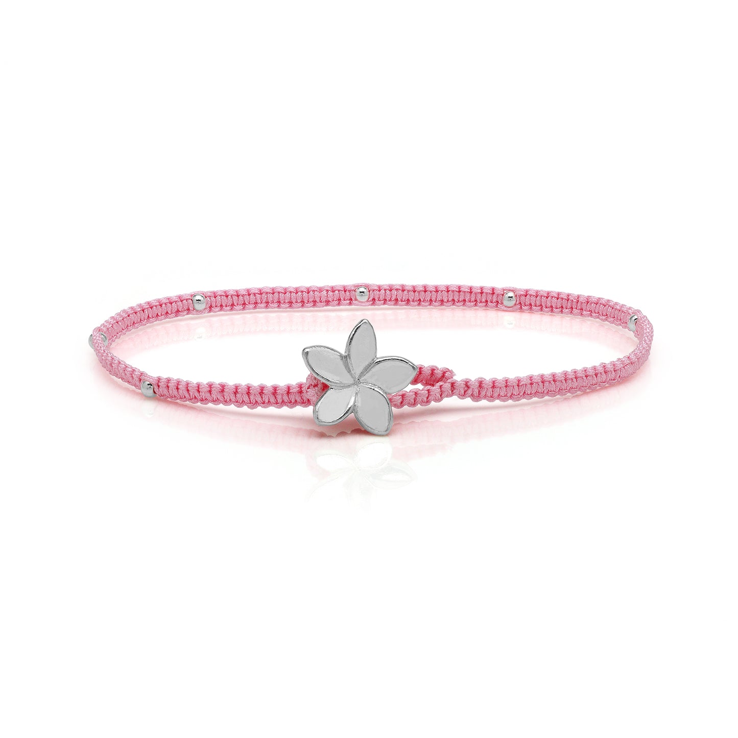 Frangipani Pink Macrame Button Bracelet