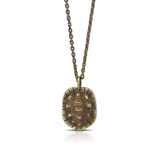 Turtle Texture Cable Chain Necklace in Brass