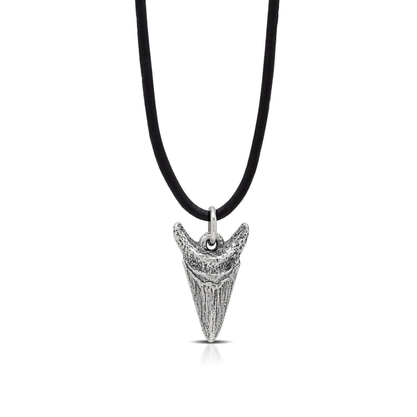 Shark Tooth Black Leather Cord Necklace
