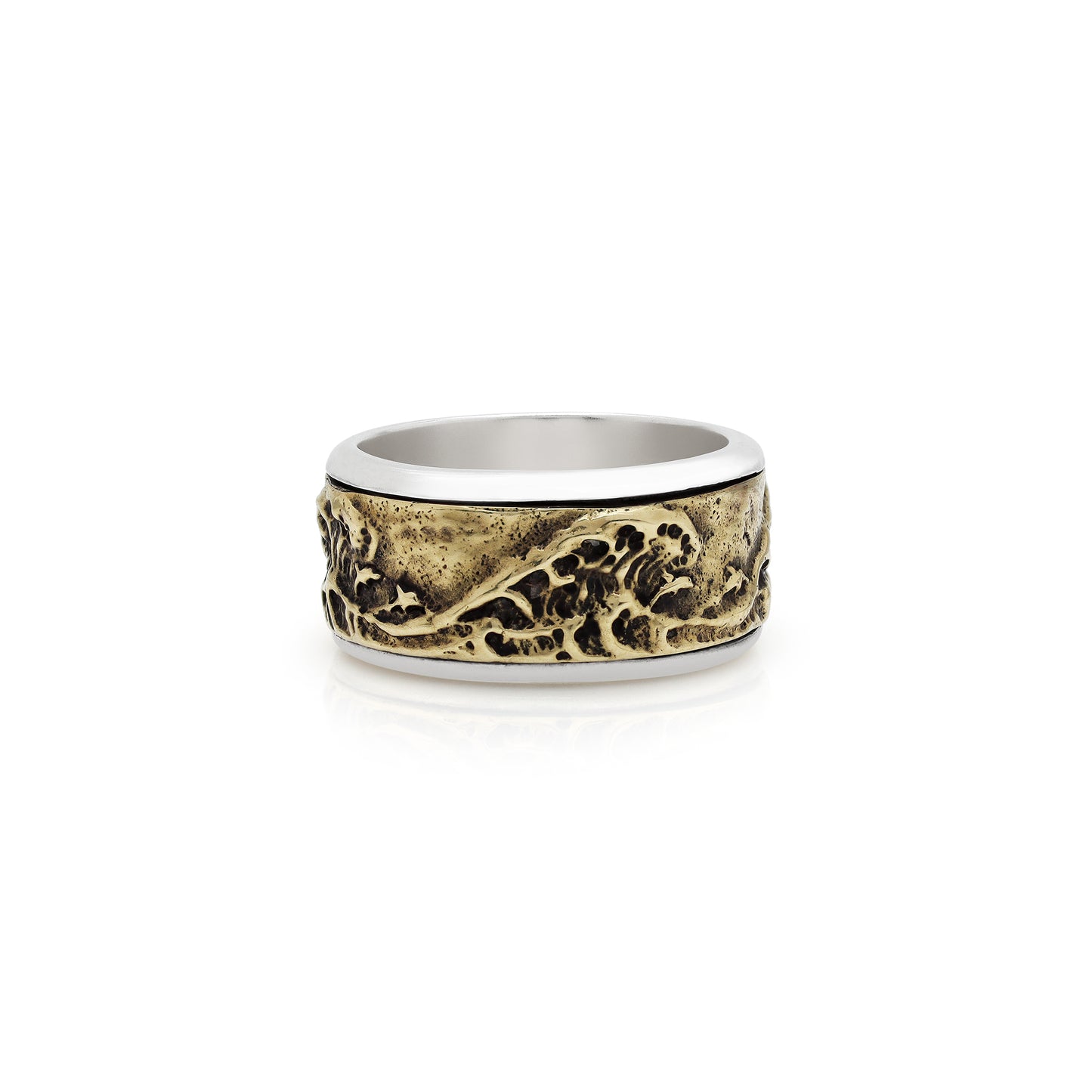 Wave Spin Ring M - Sterling Silver & Brass