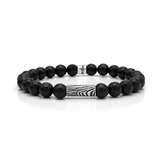 Zebra Shungite Bead Stretch Bracelet (Healing & Balance)