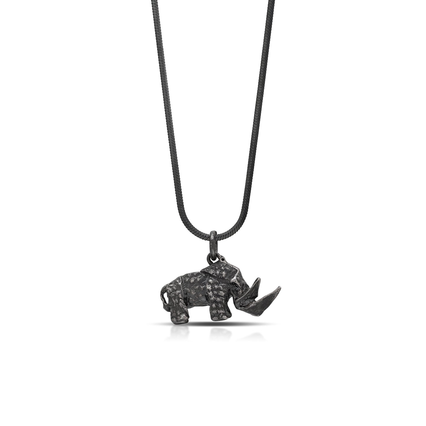 Rhino Origami with Snake Chain Necklace