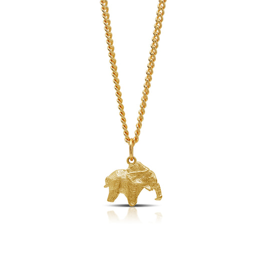 Elephant Origami Necklace with Curb Chain