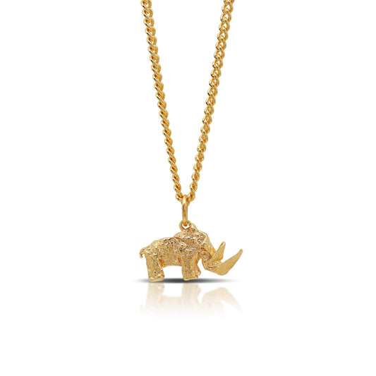 Rhino Origami Necklace with Curb Chain