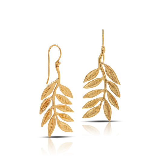 Gold Palm Leaf Hook Earrings