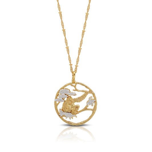 Orangutan In Tree Chain Necklace in 18kt Gold Plate