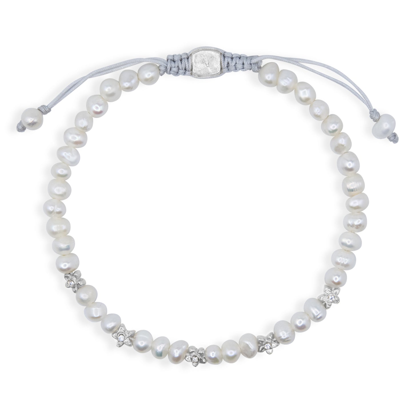 Orchid Crystal White Pearl Beaded Bracelet