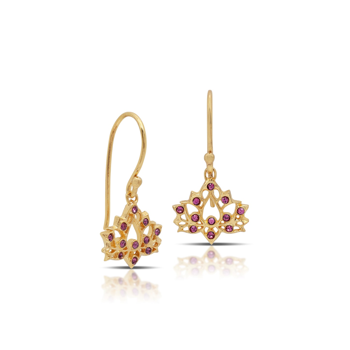 Lotus Pink Crystal Hook Earrings