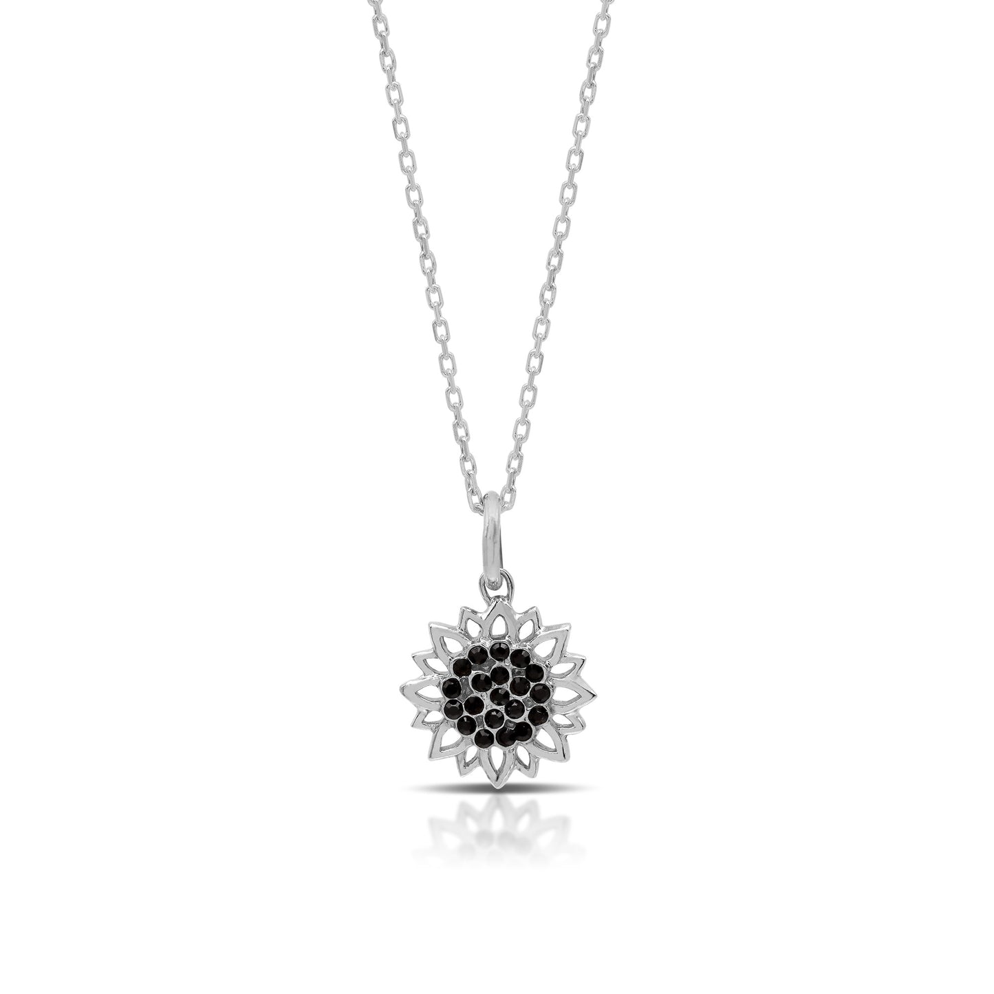 Sunflower Black Crystal Necklace