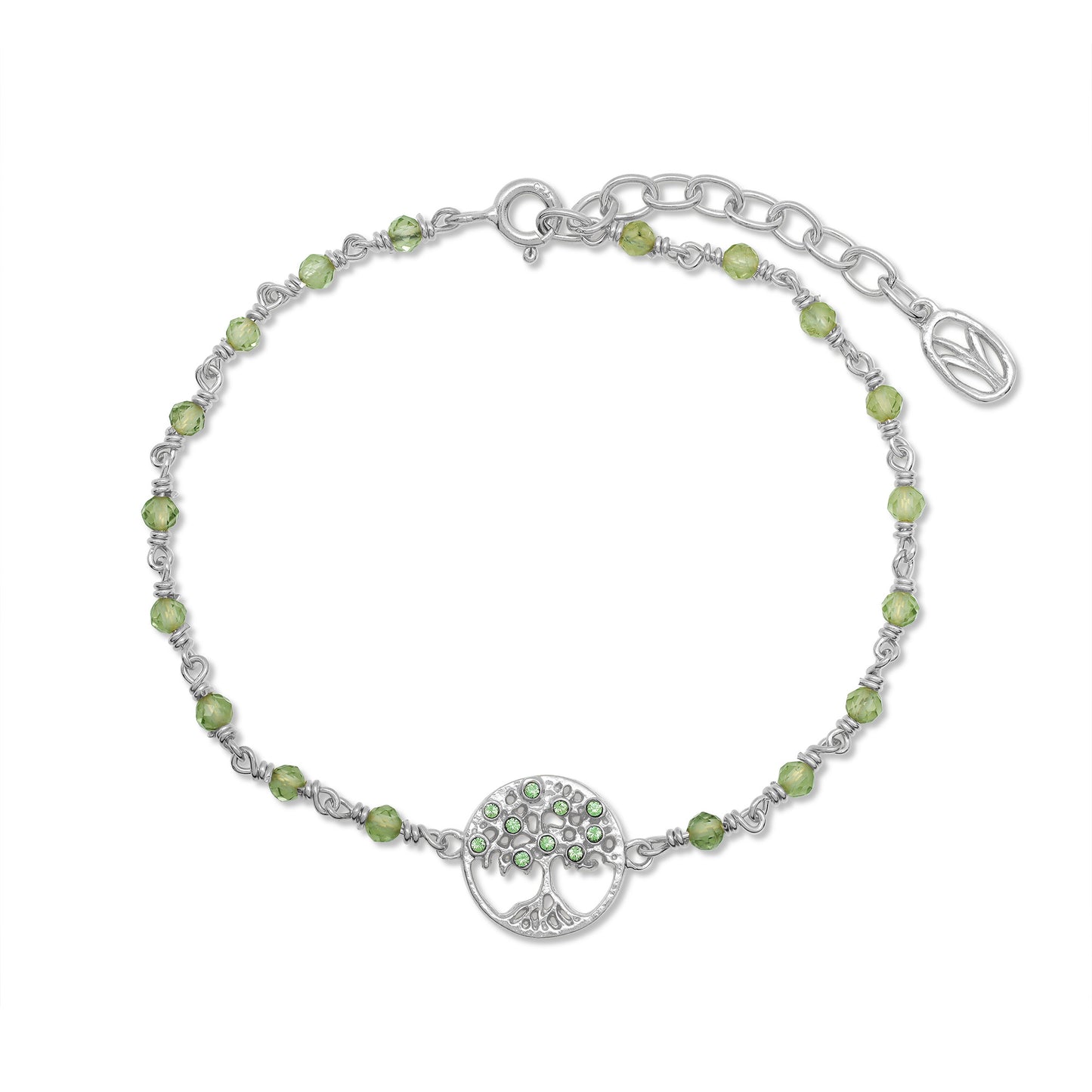 Tree Green Crystal and Bead Bracelet