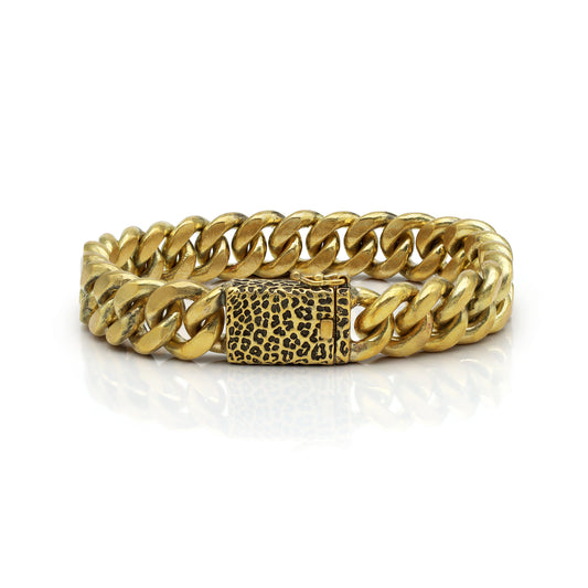 Leopard Curb Chain Bracelet - Brass