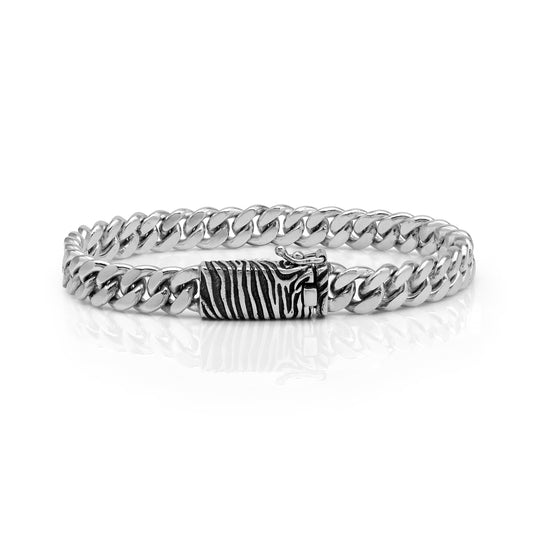 Zebra Curb Chain Bracelet - Sterling Silver
