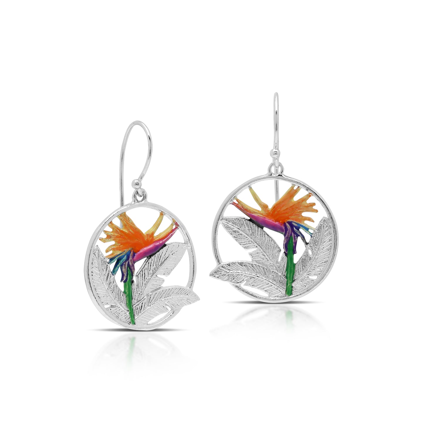 Painted Bird of Paradise Flower Earrings