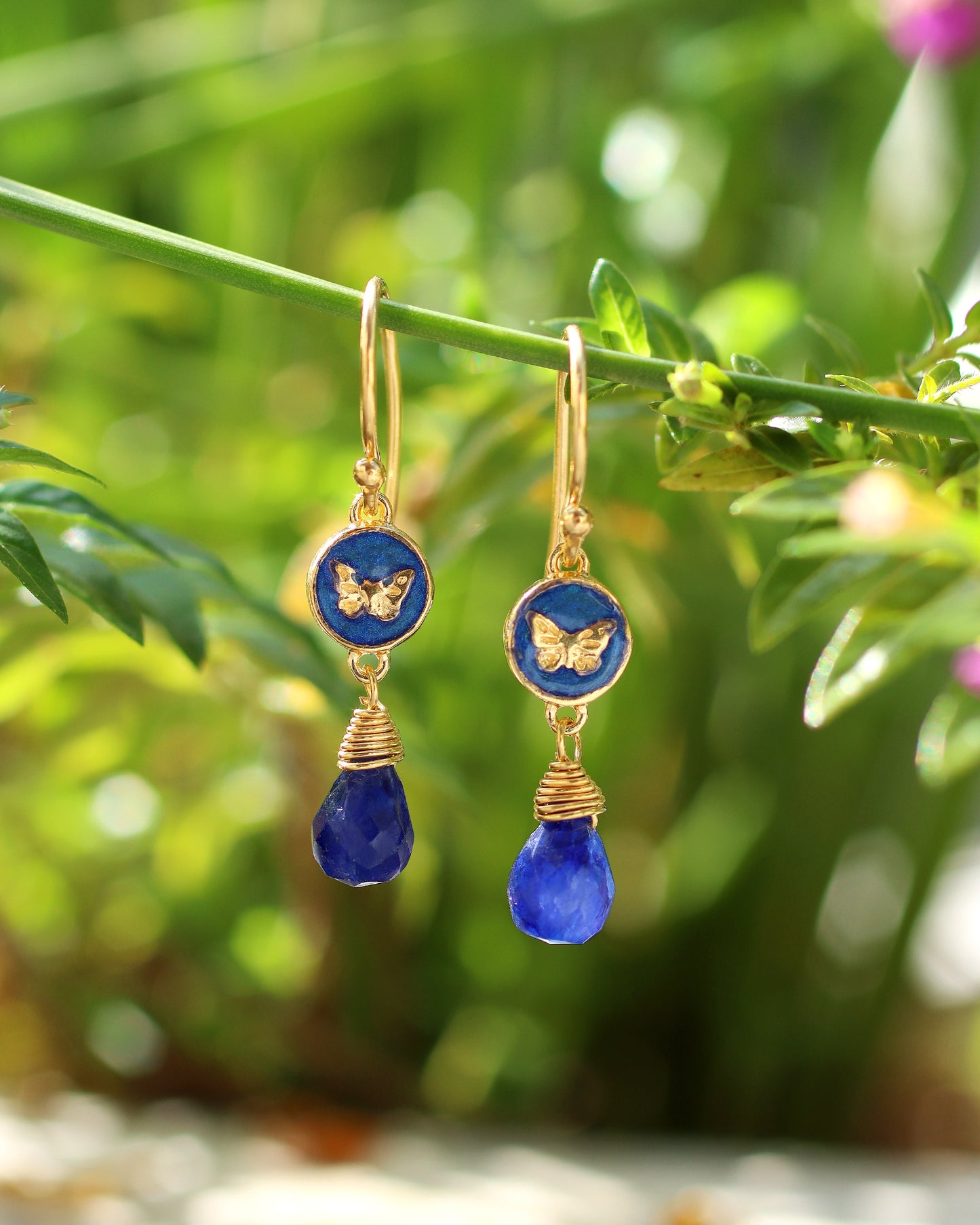 Delicate and Elegant Butterfly Lapis Earrings