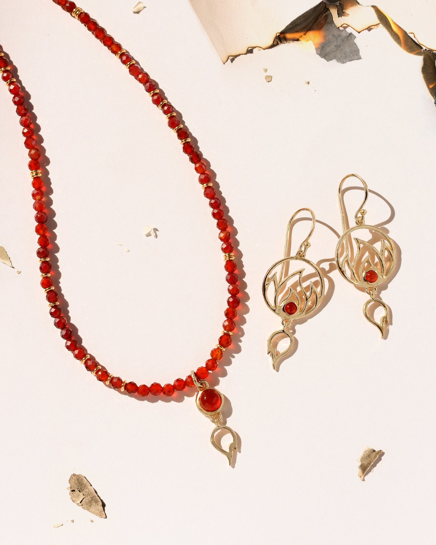 Carnelian Fire Element Beaded Necklace and Pendant