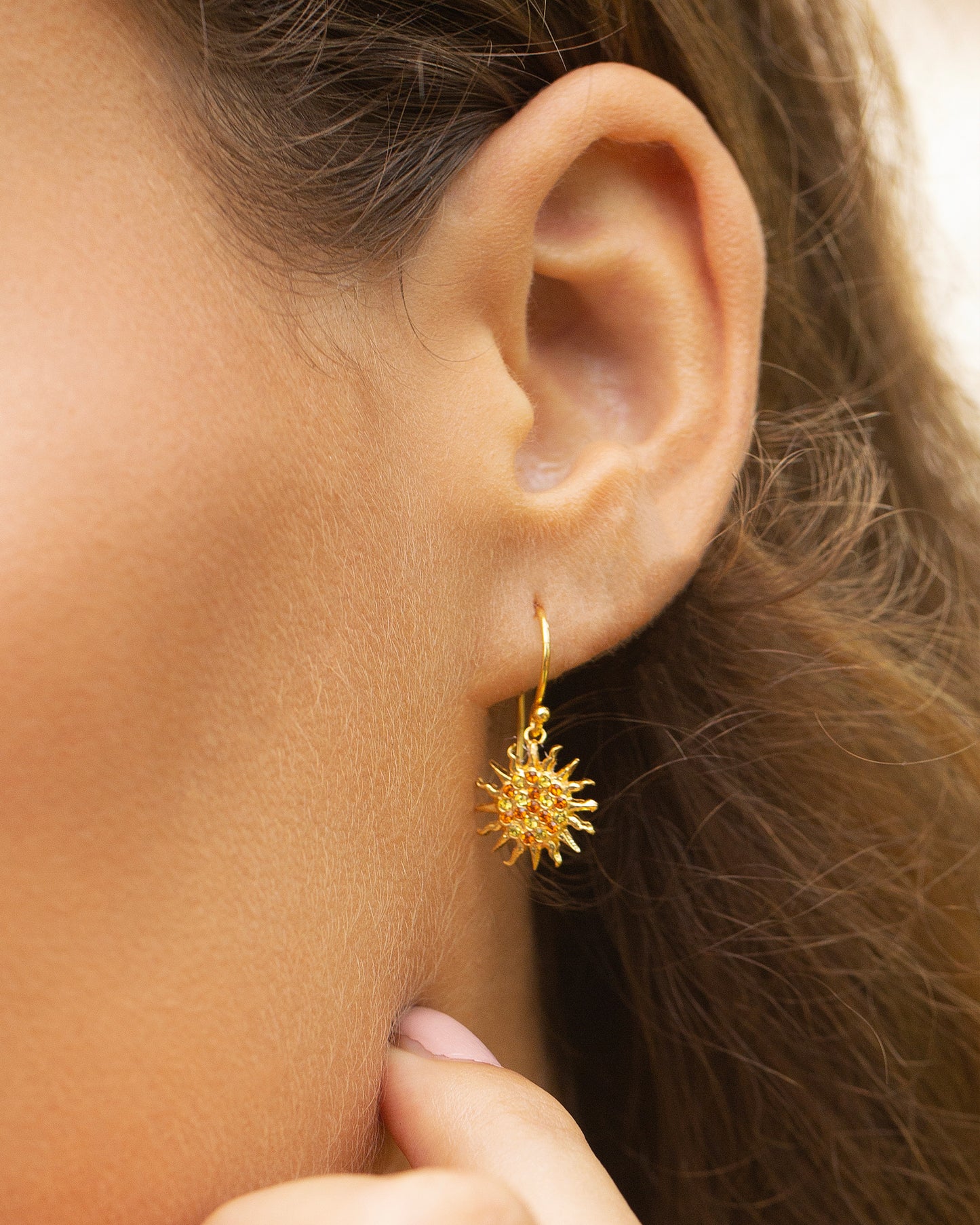 Sun Yellow Crystal Hook Earrings