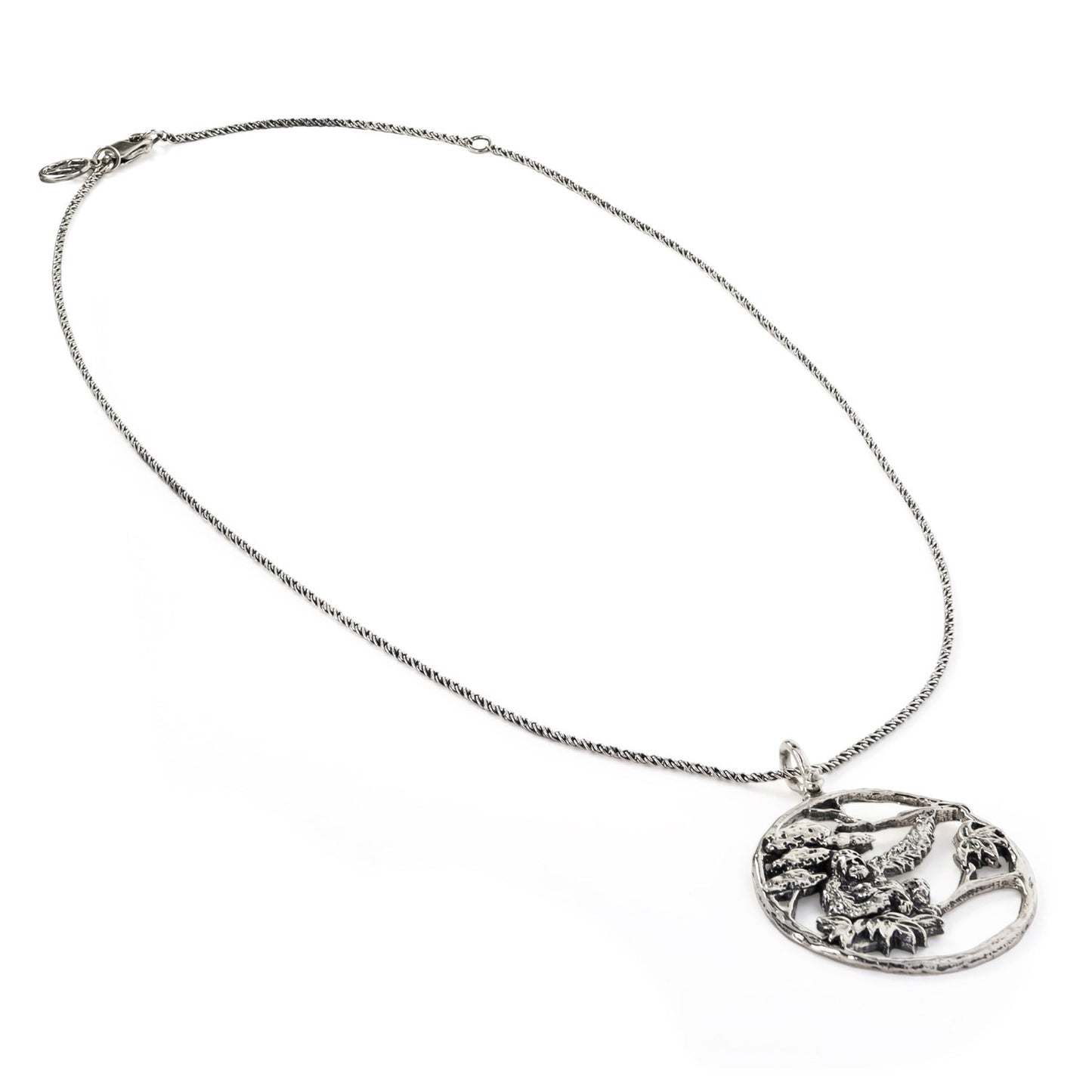 Orangutan In Tree Chain Necklace in Sterling Silver