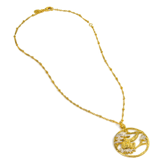 Orangutan In Tree Chain Necklace in 18kt Gold Plate